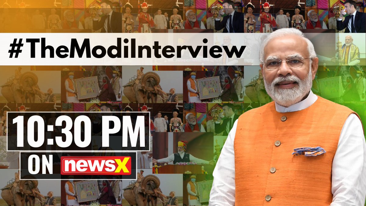 NewsX's tweet photo. #TheModiInterview | Prime Minister Narendra Modi's 80-minute interview on Ram Mandir, electoral bonds, vision 2047 &amp; Elon Musk. Catch the interview on #NewsX at 10:30 pm.

#pmmodiinterview  #ElectoralBond #Modi #PMNarendraModi  #LokasabhaElection2024 #NewsX https://t.co/6TTqHe5VE6