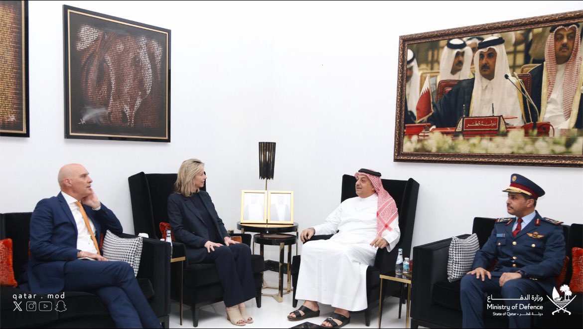 Minister of Defence of the Netherlands HE Kasja Ollongren met with HE Dr Khalid bin Mohammed Al Attiyah, Deputy Prime Minister and Minister of State for Defense Affairs. During the meeting topics of mutual interest were discussed and ways to enhance and develop them. @MOD_Qatar