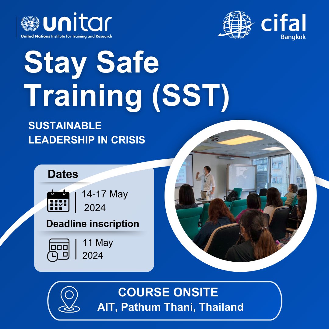 🦺 CIFAL Bangkok and @HDFFBangkok (HDFF) are launching a specialized training: Stay Safe Training for “Sustainable Leadership in Crisis”.

For more information: rb.gy/drtqit

#OnsiteTraining #LeadershipInCrisis #CIFALBangkok #StaySafeTraining #CIFALGlobalNetwork