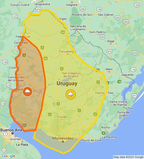 Mapa con los niveles de riesgo