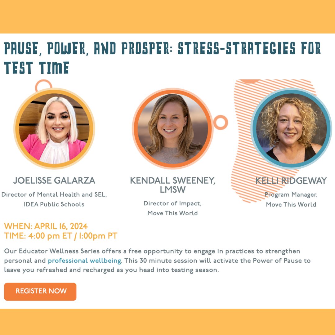 It’s testing season! 📝 In this moment that’s normally filled with stress for schools and students alike, take a pause with us to see what you need to be successful. Join us tomorrow, April 16, for a complimentary wellness webinar.

Register here: us06web.zoom.us/webinar/regist…