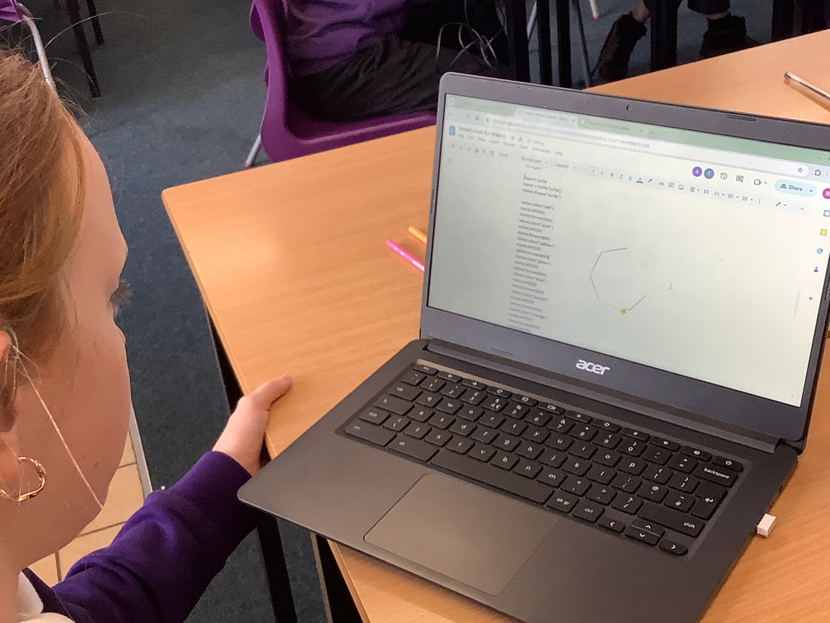 Year 5 coding leaders making shapes using python. @CdfCuric