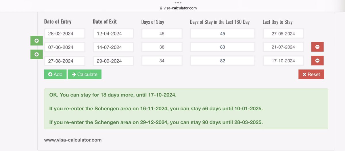 visa-calculator.com 💚 𝗘𝗔𝗦𝗬 𝗮𝗻𝗱 𝗙𝗥𝗘𝗘

Want to know the earliest Schengen travel dates where you can stay for the longest time according to the 90/180-day rule?

#schengen #travel #SchengenTravel #europetravel #europe #bordercontrol #schengenvisa #schengenarea 👉🏿
