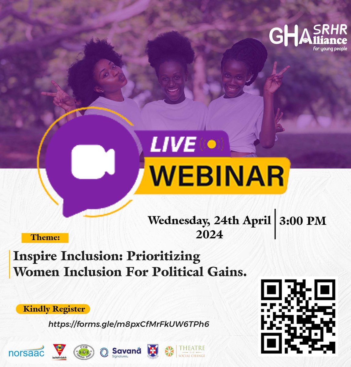 🌟 Exciting News! 🌟 🎉Get ready to delve into an interesting approach to inclusivity. 🎉 Join us in this webinar to discuss 'Aspire Inclusion: Prioritizing Women's Inclusion for Political Gains.' Register here forms.gle/m8pxCfMrFkUW6T… 📅 Wednesday, April 24, 2024. ⏰ 3:00PM