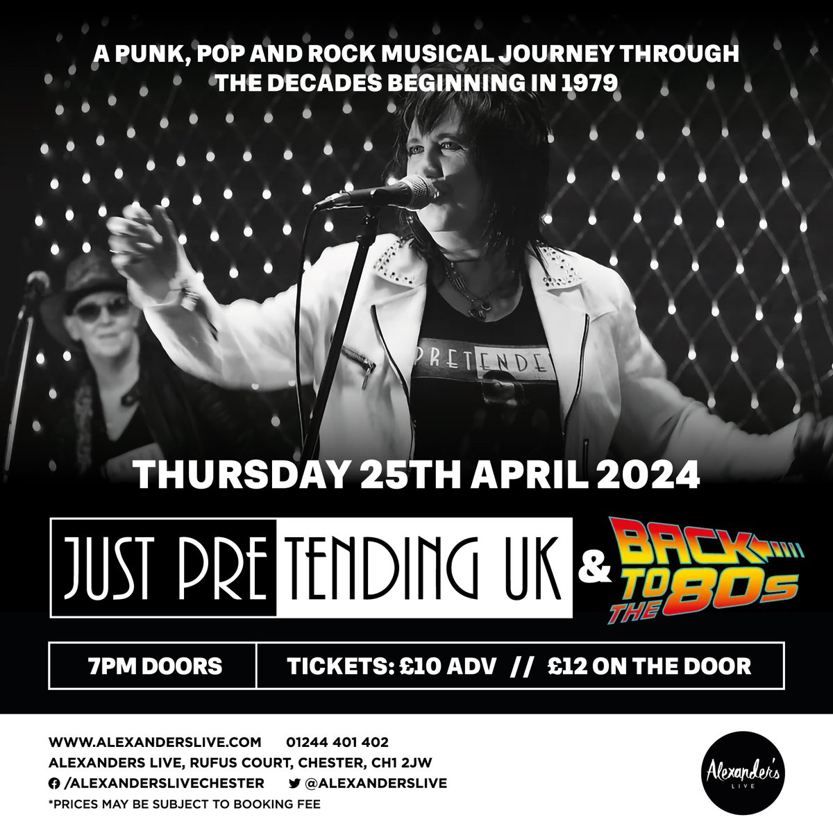 •JUST PRETENDING UK• are bringing the best UK #tribute to #thepretenders to #Chester on 25th April! Get your tickets now-alexanderslive.seetickets.com @ShitChester @welovegoodtimes @Dee1063 @chesterdotcom @SkintChester @chestertweetsuk @VisitChester_