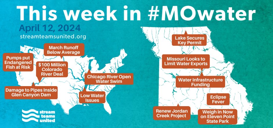 A 1-minute action alert for water to help restore public representation on the Missouri Clean Water Commission, and a look at last week's #MOwater news. conta.cc/3vQ66Mk #StreamTeamsUnited #GreatRiversState