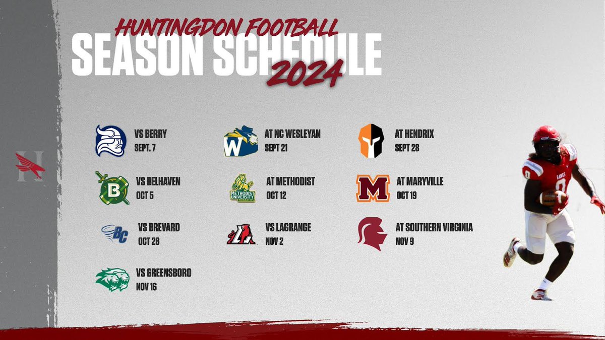 Your 2024 Huntingdon Hawks Football schedule!!