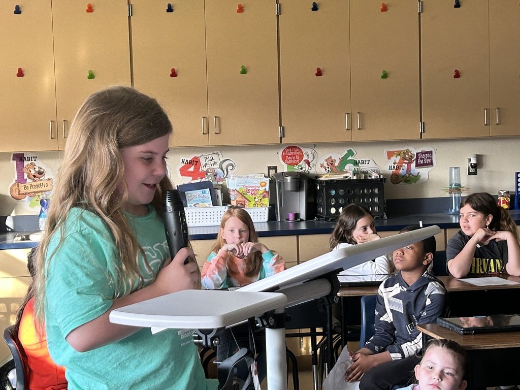 Cartmell Elementary students in Ms. Southworth, Ms. Evans and Mr. Courtney's classes held a poetry slam recently. The students read their own poems about seasons and the group learned the proper response to a poetry reading is to snap rather than clap.