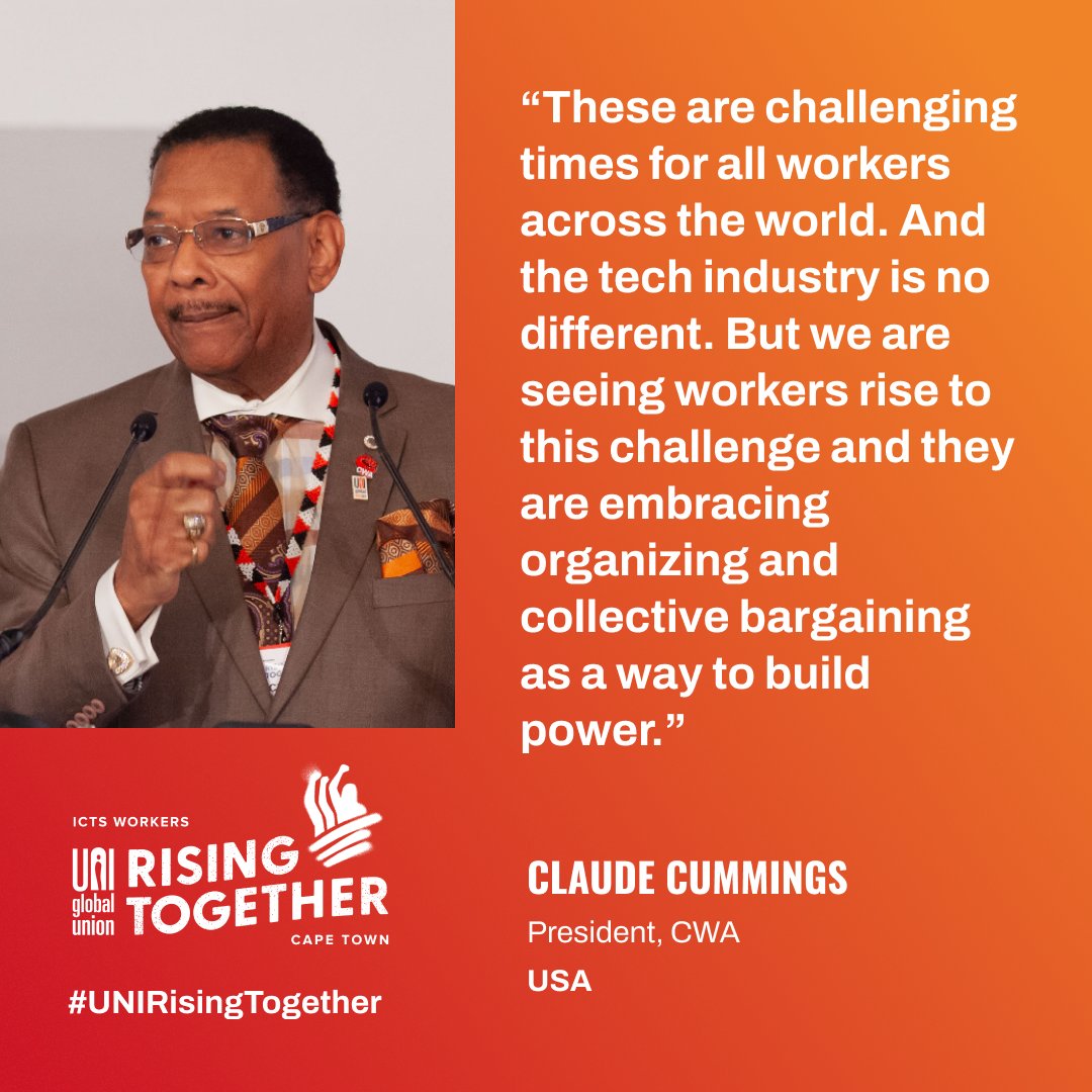 ✊@CWAUnion President Claude Cummings leads the ICTS conference session on tech organizing - stressing that now is a time of great opportunity. Together, we can transform the tech industry into a union industry. #UNIrisingtogether