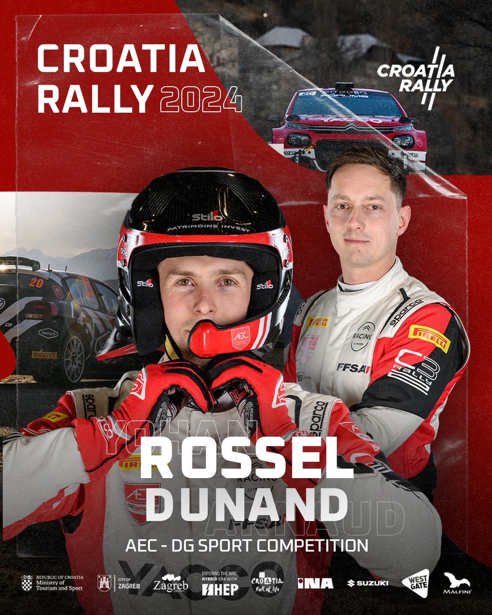 Yohan Rossel and Arnaud Dunand are coming to #CroatiaRally! The Citroën duo is currently in second place in the WRC2 championship! 

#CroatiaRally #CroatiaFullOfLife #enteringthewrchybriderawithhep