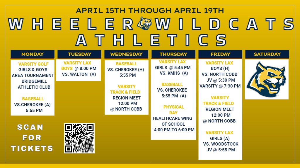 Come out this week to supply your WILDCATS!! @WheelerHighBB @wheeler_track @cobb_sports @CCSD_AD @HoltWildcat