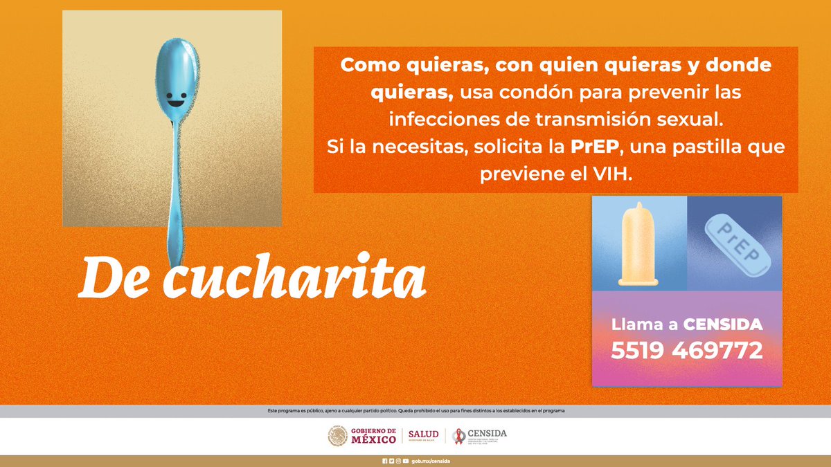 Tú decides cómo , cuándo, dónde y con quién, pero decide con #condón, así previenes infecciones de transmisión sexual. ¿Tienes dudas? Contáctanos. censida@salud.gob.mx y tel. 5519469772. #DeCucharita #SiempreCondon