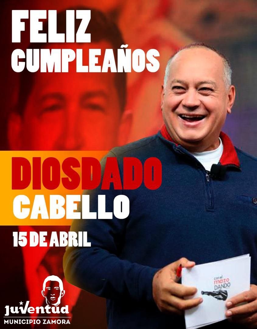 ¡Feliz cumpleaños a nuestro Vicepresidente del PSUV y Capitán Diosdado Cabello! 🫡🥳🎂🚩 #VamosPaLanteMaduro #15Abr #Guatire