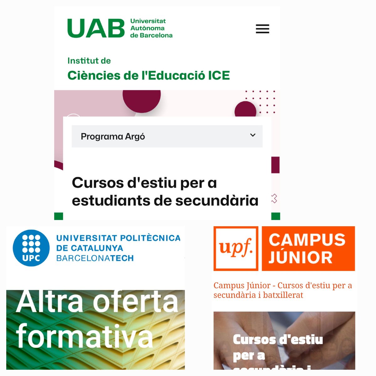 afa_vil's tweet photo. Cursos d'estiu a les universitats catalanes per a alumnes de secundària. Fes un primer contacte amb la uni! https://t.co/gReiTfrQzo