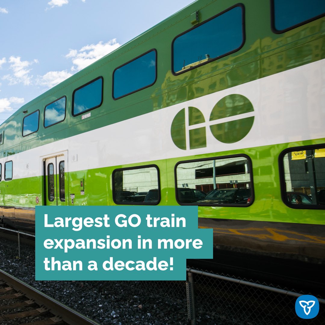 Great news for GTA commuters! The largest @GOtransit train service expansion in more than a decade starts April 28, with more than 300 new weekly trips on the Lakeshore, Milton, Kitchener, and Stouffville lines. #MississaugaLakeshore 🚊 Read more: news.ontario.ca/en/release/100…