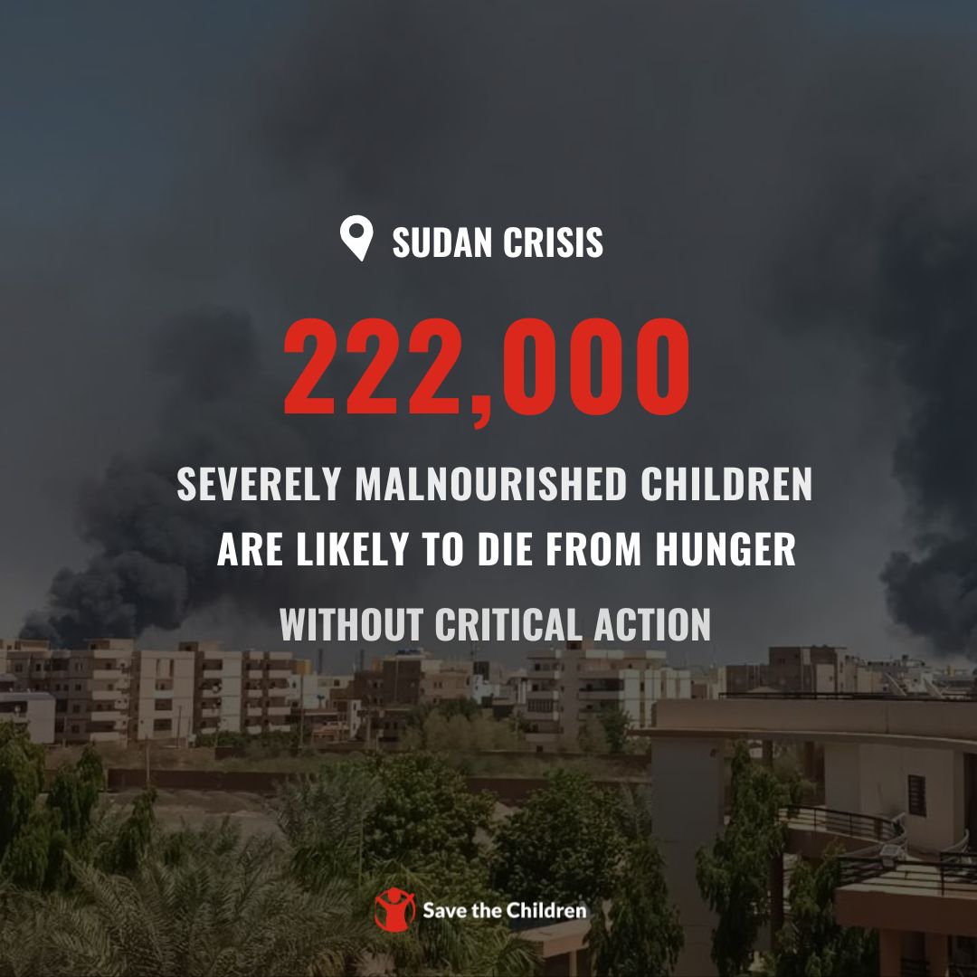 After 1 year of devastating war in #Sudan: 222,000 severely malnourished children will die from #hunger if no action is taken⚠️ We must take urgent action to prevent one of the world's worst hunger crises from deteriorating further. More information👉 bit.ly/43USxI8