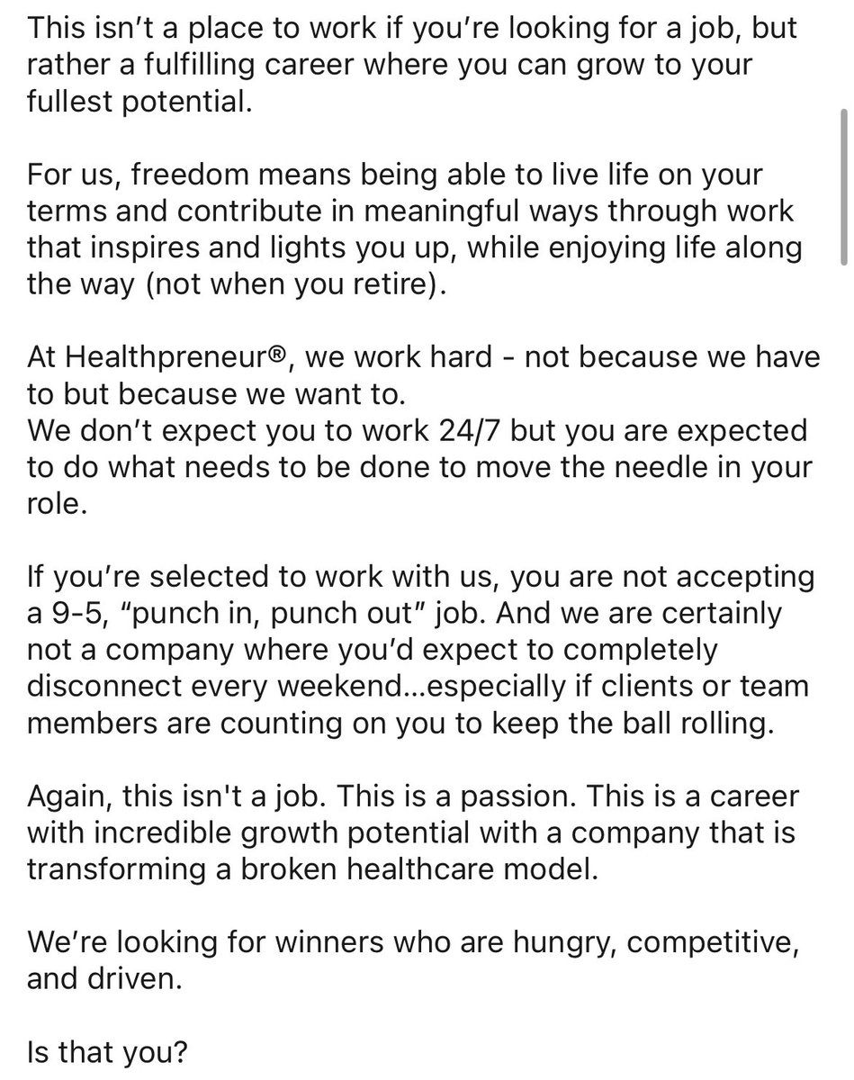 realBrookNash's tweet photo. “This isn’t a job. This is a passion.” 

— job description for a contract role at $3k/mo with zero benefits https://t.co/T1I635BOlG