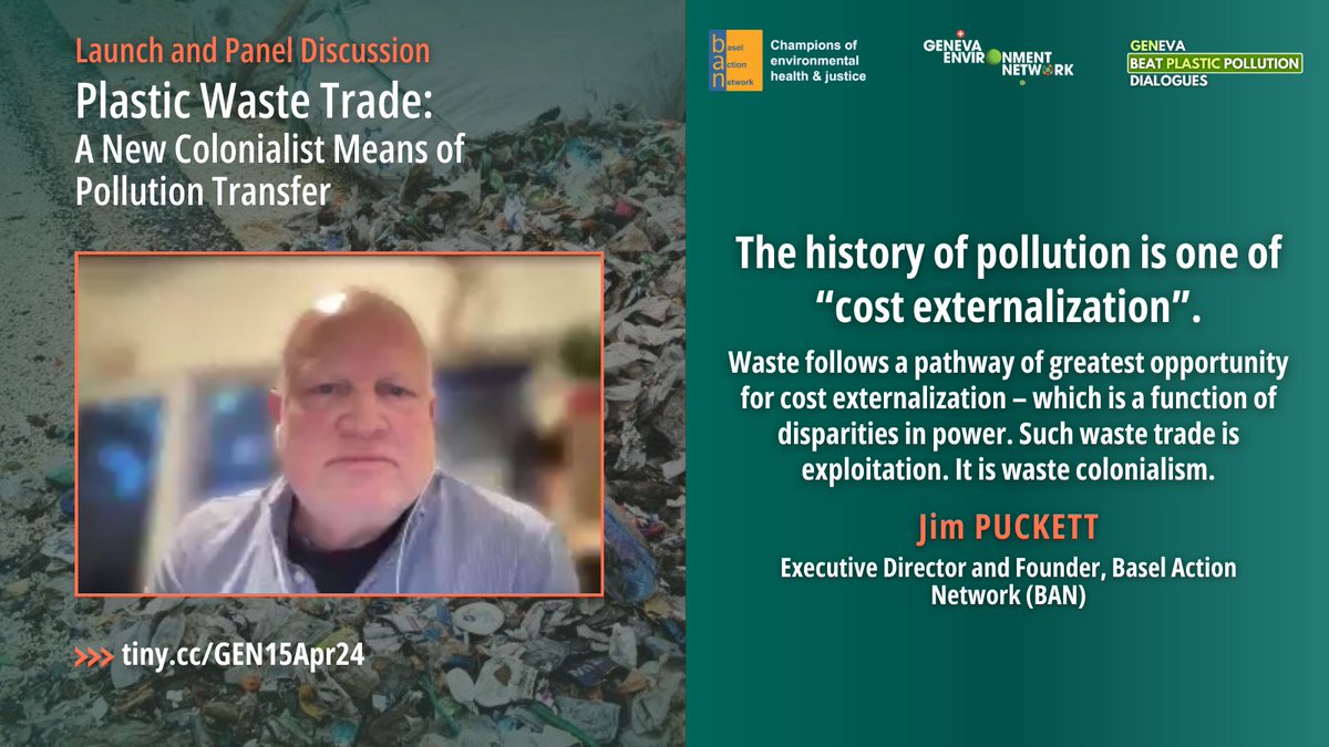 GENeva Environment Network (@genetwork) on Twitter photo <a href="/BaselAction/">Basel Action Network</a> @S_Gundogdu01 <a href="/pstoett/">Peter Stoett</a> <a href="/KristaShennum/">Krista Shennum</a> <a href="/JPetrlik/">Jindřich Petrlík</a> <a href="/ismawati64/">Yuyun Ismawati</a> <a href="/Magdalenadonoso/">Magdalena Donoso</a> <a href="/brkfreeplastic/">#BreakFreeFromPlastic</a> <a href="/IUCN_Plastics/">IUCN Plastics</a> <a href="/ToxicsFree/">IPEN: toxics-free</a> Jim Puckett of <a href="/BaselAction/">Basel Action Network</a> emphasizes that the logic of waste trade works with current rules to externalize costs because our current system fails to account for some of the most serious costs of doing business – costs to #environment and #humanhealth. <a href="/BaselAction/">Basel Action Network</a> @S_Gundogdu01 <a href="/pstoett/">Peter Stoett</a> <a href="/KristaShennum/">Krista Shennum</a> <a href="/JPetrlik/">Jindřich Petrlík</a> <a href="/ismawati64/">Yuyun Ismawati</a> <a href="/Magdalenadonoso/">Magdalena Donoso</a> <a href="/brkfreeplastic/">#BreakFreeFromPlastic</a> <a href="/IUCN_Plastics/">IUCN Plastics</a> <a href="/ToxicsFree/">IPEN: toxics-free</a> Jim Puckett of <a href="/BaselAction/">Basel Action Network</a> emphasizes that the logic of waste trade works with current rules to externalize costs because our current system fails to account for some of the most serious costs of doing business – costs to #environment and #humanhealth.