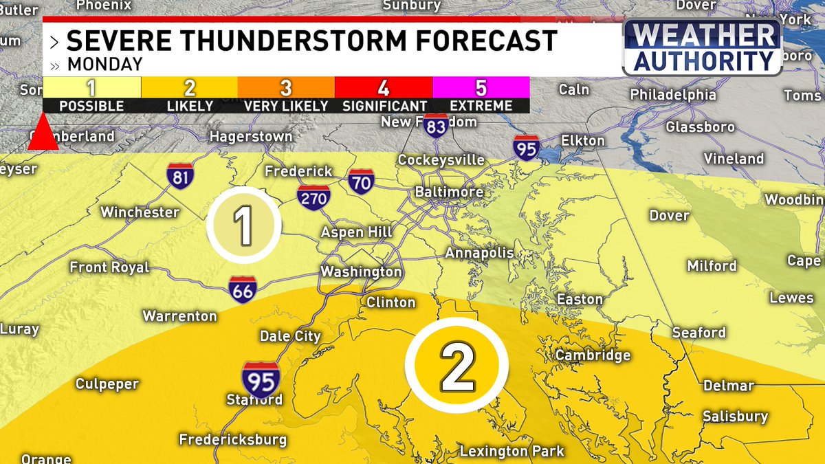 Watch for a possible pop up t-storm this afternoon and evening. Better chance for storms will be in our southern counties. @FOXBaltimore #mdwx