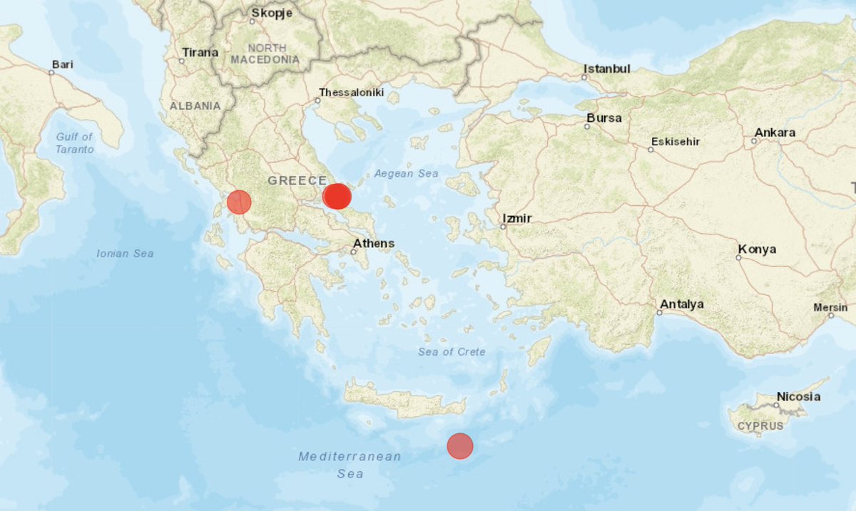 Merco5033's tweet photo. Son 1 Hafta içerisinde Yunanistan - Ege bölgesinde M4 - M5 arası altı adet deprem meydana geldi. https://t.co/fDeoJzAT97