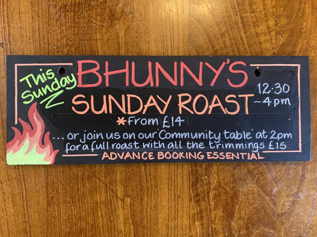 Bhunny’s Sunday Roast is back this weekend! Don’t forget to book a spot at our community table, £15 for the full roast and all the trimmings. See you there. Sunday 21st April 12.30 - 4.00pm