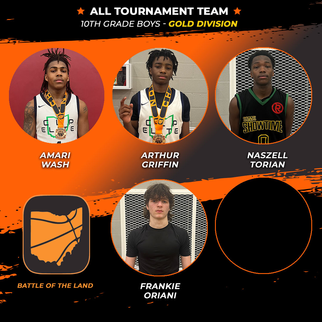 Battle of the Land, 10th-grade boys gold division all-tournament team! @SimsshowtimeAAU <a href="/clpelite/">CLPELITE</a>
