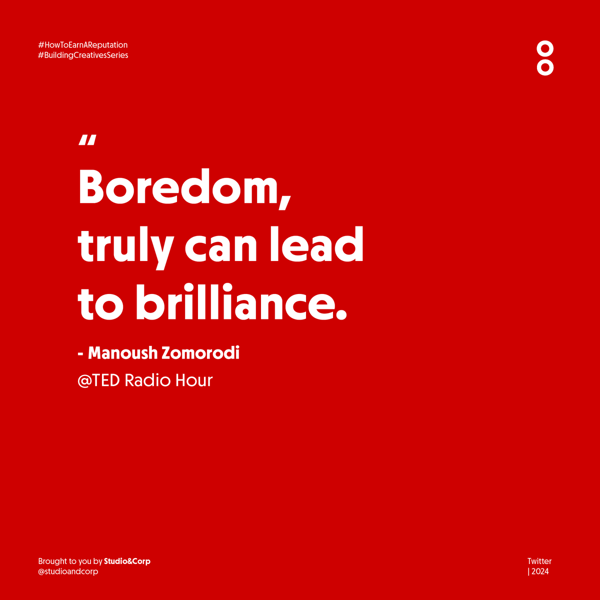 StudioAndCorp's tweet photo. When you are tempted to randomly open your phone, ask yourself, what am I really looking for?

If it is to distract yourself from doing the hard work that comes with deeper thinking, take a break. 

And know that by doing nothing, you are actually being your most creative self. https://t.co/o6wXp7HhH0