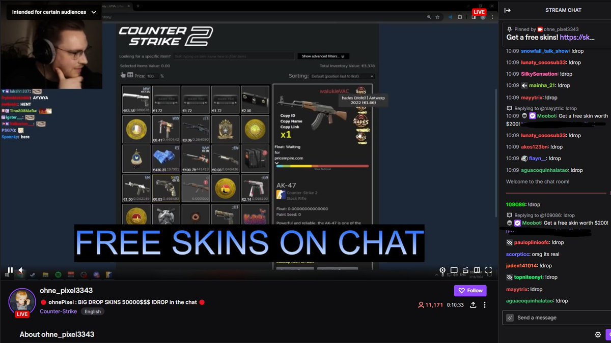 mom i made it! they use me for free skins twitch scams 😎🤙