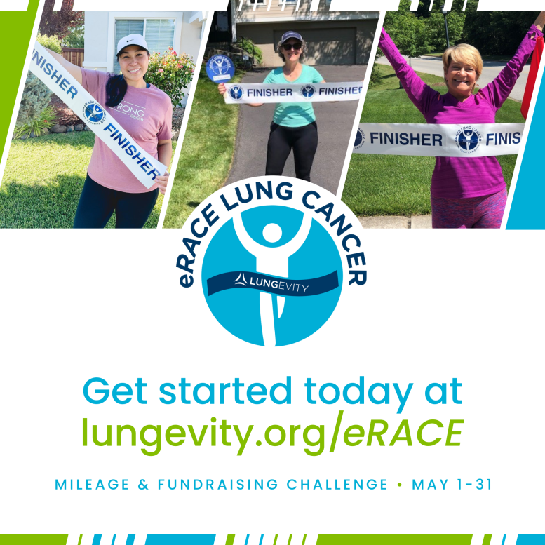 eRACE, our May Mileage Challenge, starts in just over two weeks! YOU have the power to transform lung cancer! Register for free now: lungevity.org/erace #lcsm #eRACELungCancer #transforminglungcancer #lungcancer