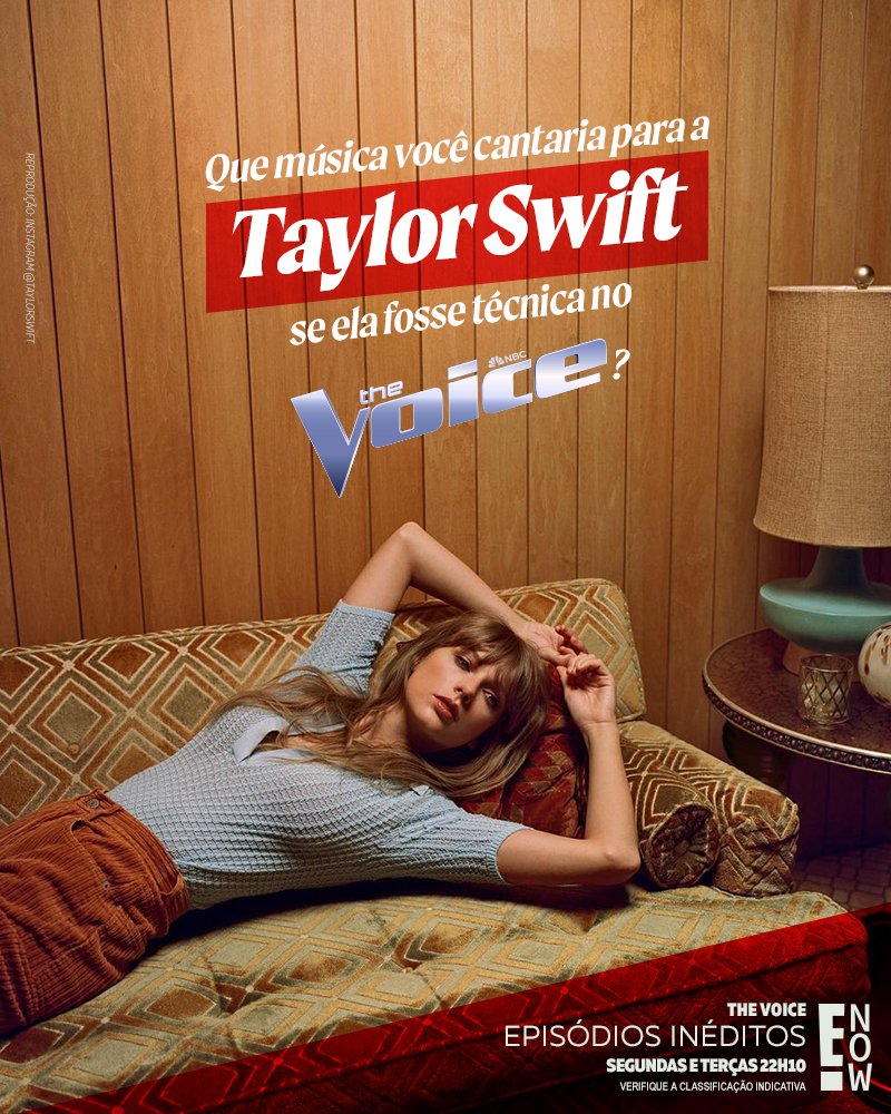 enowbrasil's tweet photo. Se a #TaylorSwift virasse #jurada do The Voice, qual #música você cantaria para conquistar o coração dela e entrar na disputa pelo prêmio? 🤔 #TheVoice, segunda, às 22h10, só no E!. 🎤
Assista ao E! na CLARO 550 | SKY 491 | VIVO 626
Verifique a classificação indicativa. https://t.co/cIYTv11Yy2