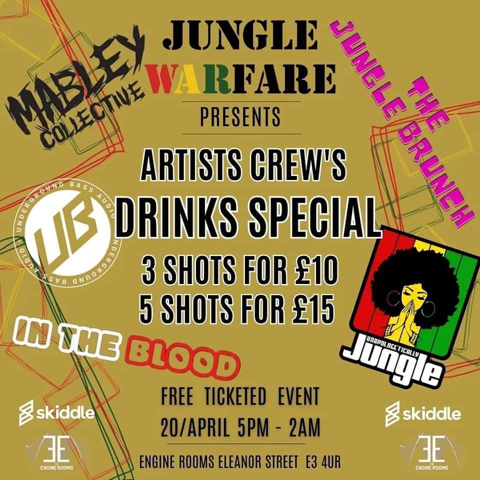 On 20th April Underground Bass Audio has been asked to do an exclusive set.

So in addition you catch Rhema Pheonix Thomas B2B Keith Lowson alongside Nu Flo gracing the mic for a 90 minute jungle set down at the engine rooms over in East London, Bow, e3.