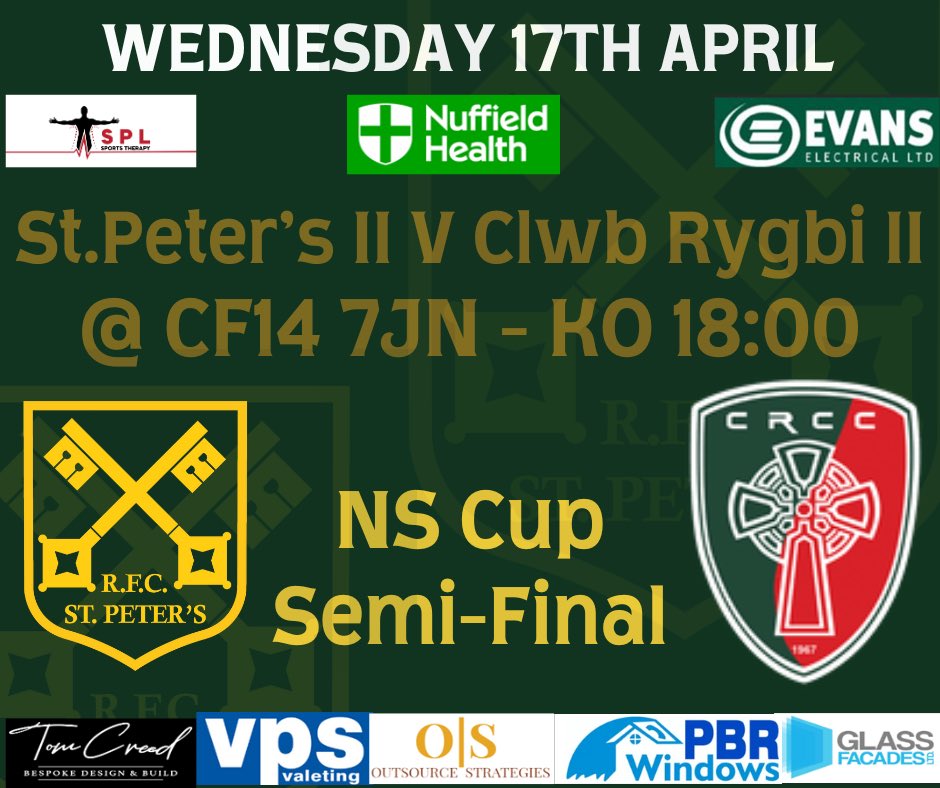 Big Semi-Final Wednesday night for our 2 gang. Get down @CardiffQuinsRFC to support the lads💚🖤 #upparocks @clwbrygbi @StPetersMandJ @StPetersYouth3