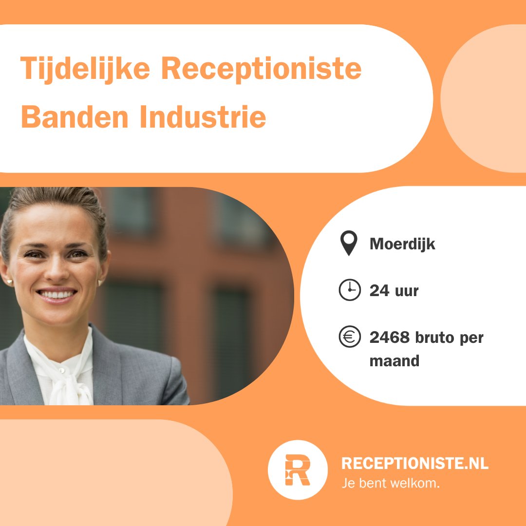 receptioniste's tweet photo. **GEZOCHT: TIJDELIJKE RECEPTIONISTE BANDEN INDUSTRIE**

Wij zoeken per direct een ervaren receptioniste/telefoniste voor 26,5 uur per week.
Interesse? Lees dan snel verder ⬇️ https://t.co/jJnwKxKP2i https://t.co/WLJes1ENd0