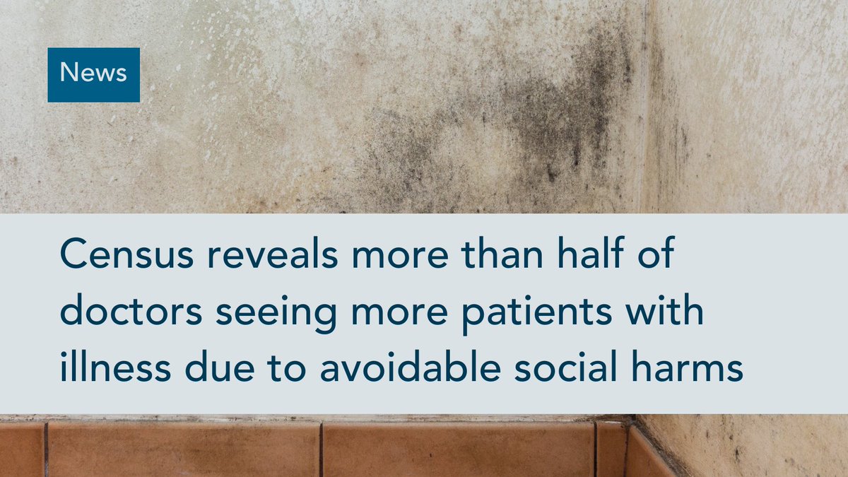 A recent latest census of doctors has found that illnesses caused by socio-economic factors including living in mouldy homes and air pollution are significantly contributing to the workload of physicians. Learn more about the Federation of RCP's census ▶️ ow.ly/jWBB50RamJI