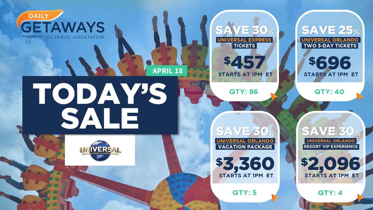 dailygetaways's tweet photo. Ready for an action-packed Universal experience? 🎢  

Save on fun for the whole family, with incredible #DailyDeals on tickets, vacation packages &amp; behind-the-scenes VIP experiences at @UniversalORL &amp; @UniStudios! 🌎

Find your next thrill: https://t.co/vYc8rh5Kgm https://t.co/viPfLjJ3eB