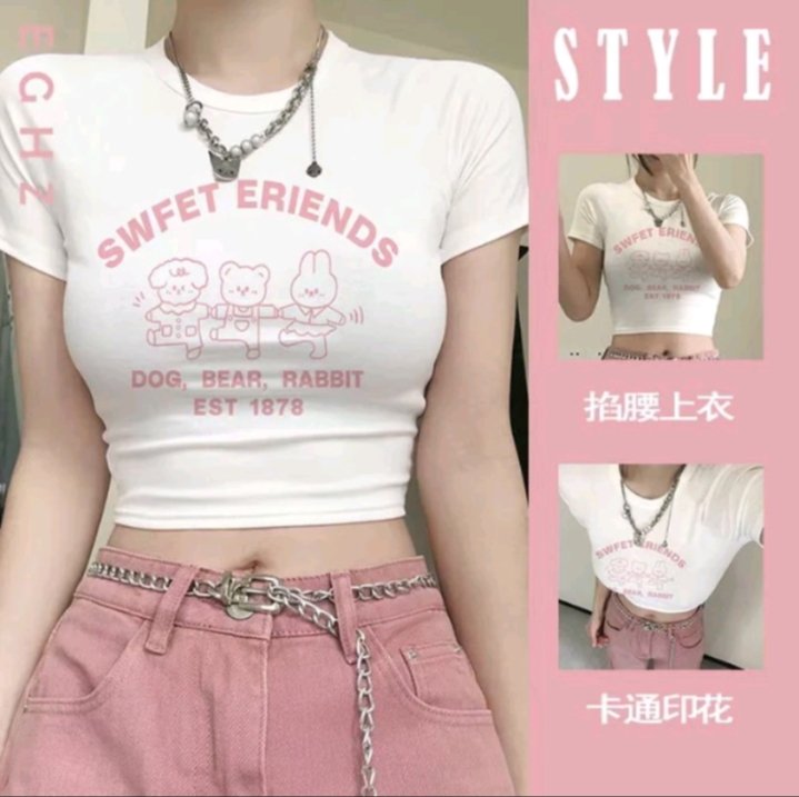 na_thel's tweet photo. 🔊มาจ้าาาา สาวไซส์เล็ก หาเสื้อผ้าใส่ยาก🥰♥️
เสื้อครอป คอกลมแขนสั้น รัดรูป ลายการ์ตูนน่ารัก  ✅59 - 69 
พิกัด🍊
 https://t.co/IqJlvCRkUW https://t.co/bSCN60IQfb