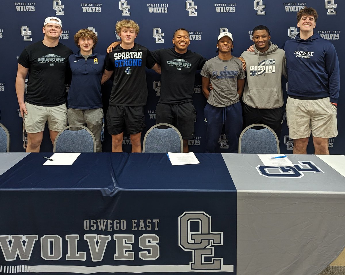 Tyson LeBlanc (@coachleblanc1) on Twitter photo 7 of 10 OE football commits (not pictured)
A Moriarty <a href="/SIU_Football/">Saluki Football</a>
G Adams <a href="/AugieILfootball/">Augustana Football</a>
E Svoboda, (M Bellanca) <a href="/AU_SpartanFB/">Aurora University Football</a>
M Howard, A Cobige, (L Rivera) <a href="/FightingBeesFB/">St. Ambrose Football</a>
A Wiggins, (T Savchuk) <a href="/ArmyWP_Football/">Army Football</a>
Z Clarke <a href="/GoBearcatsFB/">Cincinnati Football</a> 7 of 10 OE football commits (not pictured)
A Moriarty <a href="/SIU_Football/">Saluki Football</a>
G Adams <a href="/AugieILfootball/">Augustana Football</a>
E Svoboda, (M Bellanca) <a href="/AU_SpartanFB/">Aurora University Football</a>
M Howard, A Cobige, (L Rivera) <a href="/FightingBeesFB/">St. Ambrose Football</a>
A Wiggins, (T Savchuk) <a href="/ArmyWP_Football/">Army Football</a>
Z Clarke <a href="/GoBearcatsFB/">Cincinnati Football</a>