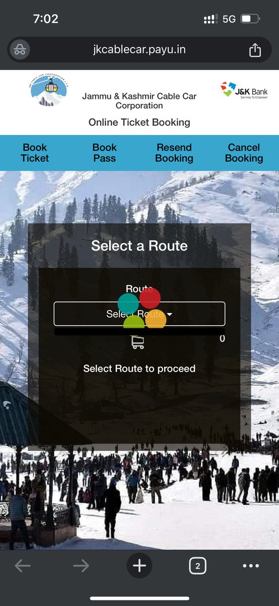 mandark19's tweet photo. @tourismgoi  very pathetic experience nad facilities for booking gondola rides in Gulmarg. https://t.co/WsvZkT3XBR Only website bookign allowed. Tockets are open on 15th and 30th of the month. Site cant manage use load and goes hang mode. @PMOIndia https://t.co/YxB8A32q2y