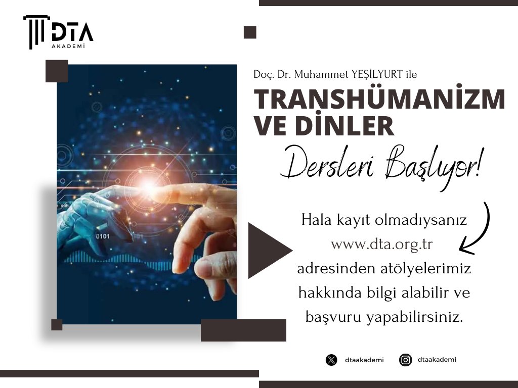 Transhümanizm ve Dinler Atölyesi dersleri, 18 Nisan Perşembe günü başlıyor! Detaylı bilgi ve başvuru için: kursadresi.com/course-detail/…