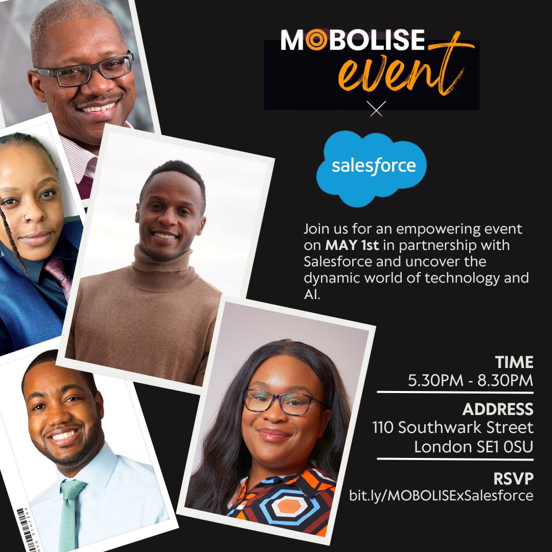 We have an exciting panel of guest speakers lined up for our next event in partnership with @salesforcejobs 🙌🏾 If you’re interested in a career in #tech or curious about the future of AI, this one is for you! RSVP via - bit.ly/MOBOLISExSales…