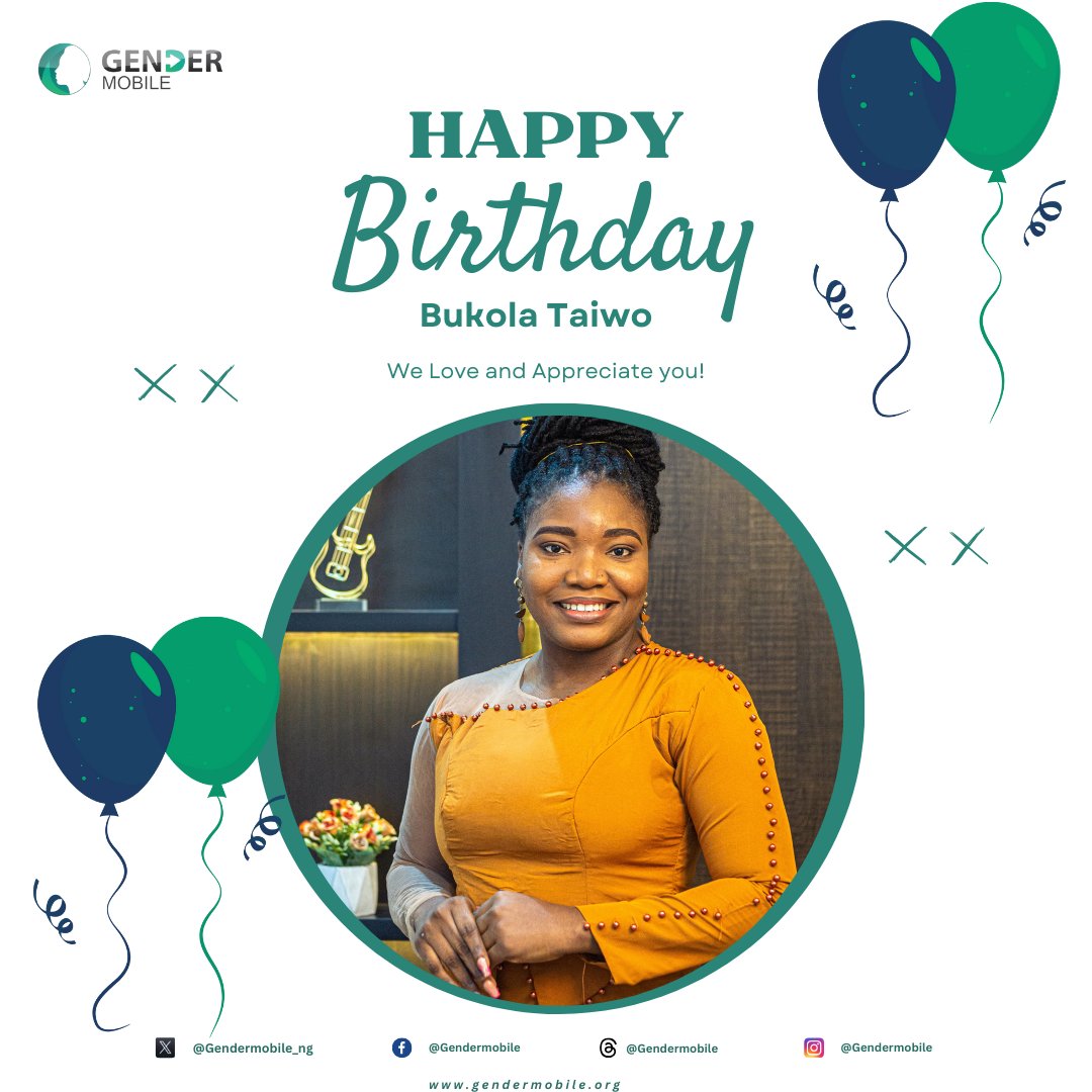Happy Birthday to our Program Assistant, Bukola From all of us at Gender Mobile Initiative, we wish you a prosperous year ahead. #HumansOfGMI #Birthday #gendermobileinitiative