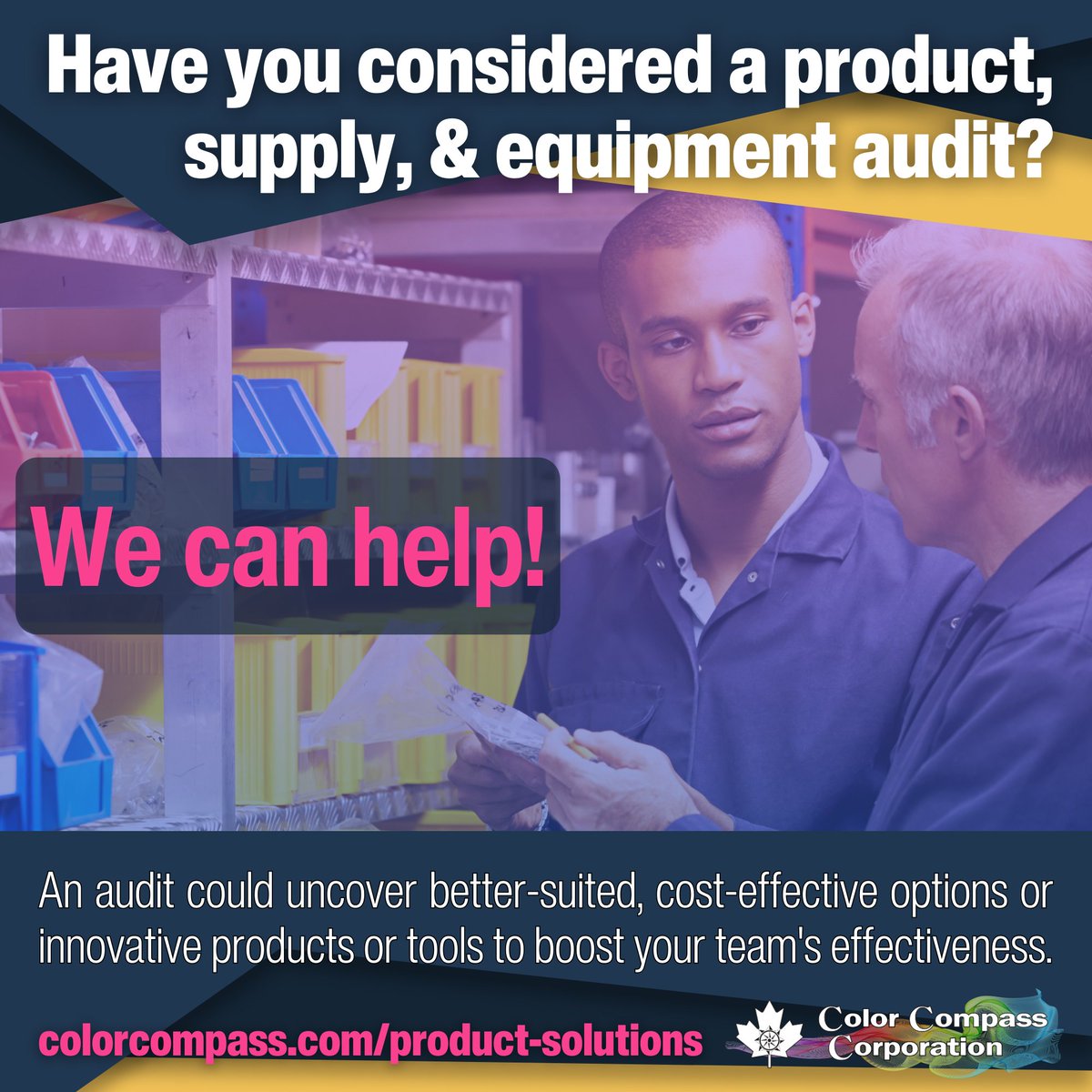 ColorCompass's tweet image. Frustrated by outdated methods or missing out on better products? Our Sales team stays ahead with industry trends, ensuring your shop thrives.

Let us assess your inventory for gaps and guide you to streamline or enhance your offerings. 

Explore more at colorcompass.com/product-soluti…