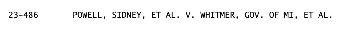 Two notable things the Supreme Court did this morning: 1) Declined to take up a lawsuit by Rep. Andrew Clyde against the House's post-Jan. 6 metal detectors. 2) Declined to reconsider its rejection of Sidney Powell & Co.'s suit over sanctions in Michigan.