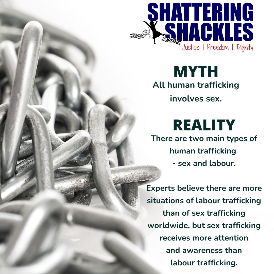 Myth versus Reality
There are two main types of human trafficking, sex and labour.
Help us to save the victims.
#shatteringshackles #shatteringshacklesnpc #sextrafficking #setthecaptivesfree #humantrafficking #thelostchildren #jointhefight #stophumantrafficking #endslavery