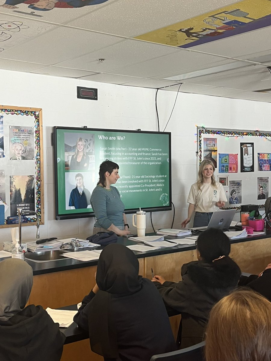 mxmmfscott's tweet photo. Fridays for Future St.Johns(@fffstjohns) came to speak at our Science 1206 class and social justice club at PWC back in February! https://t.co/Bx2AhQW7Is