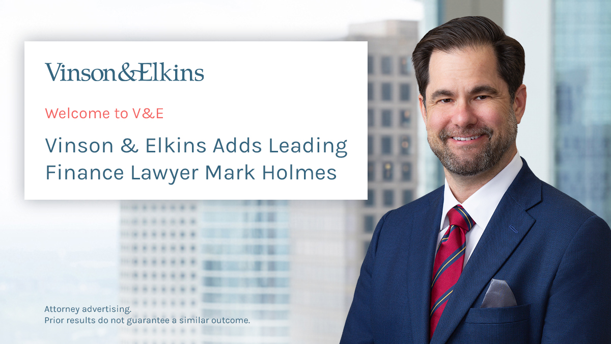 V&E is pleased to welcome Mark Holmes to our firm's Finance Practice. With deep knowledge of energy and infrastructure finance, Holmes is set to provide invaluable guidance to sponsors, borrowers, and lenders alike. Learn more about his arrival: velaw.com/news/vinson-el…