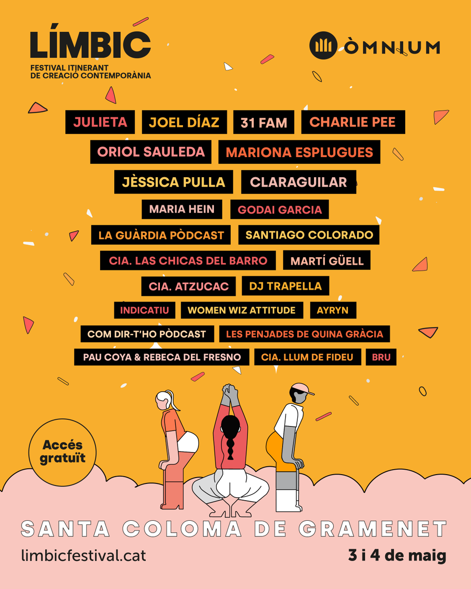 ➳ ♪ CARTELL 2024 ♪ ➳ ✮ Música ✮ Humor ✮ Teatre ✮ Dansa ✮ Circ ✮ Pòdcasts ✮ Performances Desenes de propostes culturals en català a Santa Coloma de Gramenet ⚡️ 3 i 4 de maig 🫰 Gratuït ❤️‍🔥 Línea 1 de Metro directa!