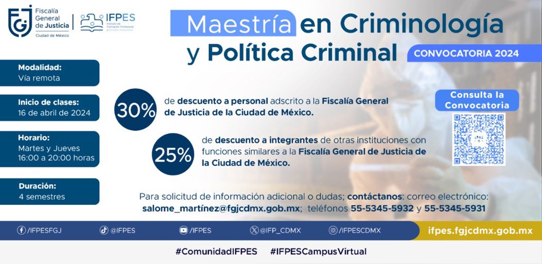 Te invitamos a inscribirte a nuestra Maestría en Criminología y Política Criminal. No pierdas esta oportunidad de prepararte con este plan de estudios único en la enseñanza penal. ¡Conoce todos los requisitos! i.mtr.cool/wtizprjwbu