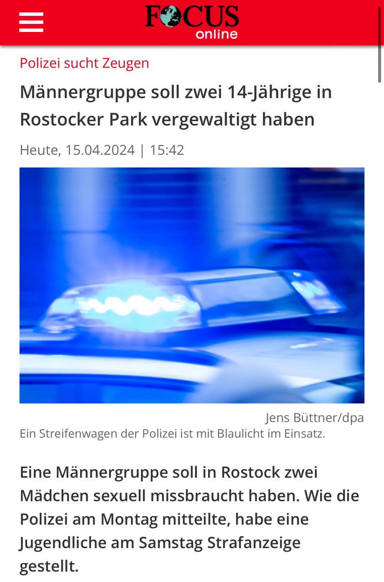 In #Rostock soll es zu einer sexualisierten Auseinandersetzung zwischen zwei weiblich gelesenen 14-Jährigen und einer Gruppe toxischer Männer gekommen sein. Wir hoffen, dass die Männer Deutsche sind, damit die AfD diese Verfehlung nicht instrumentalisieren kann.