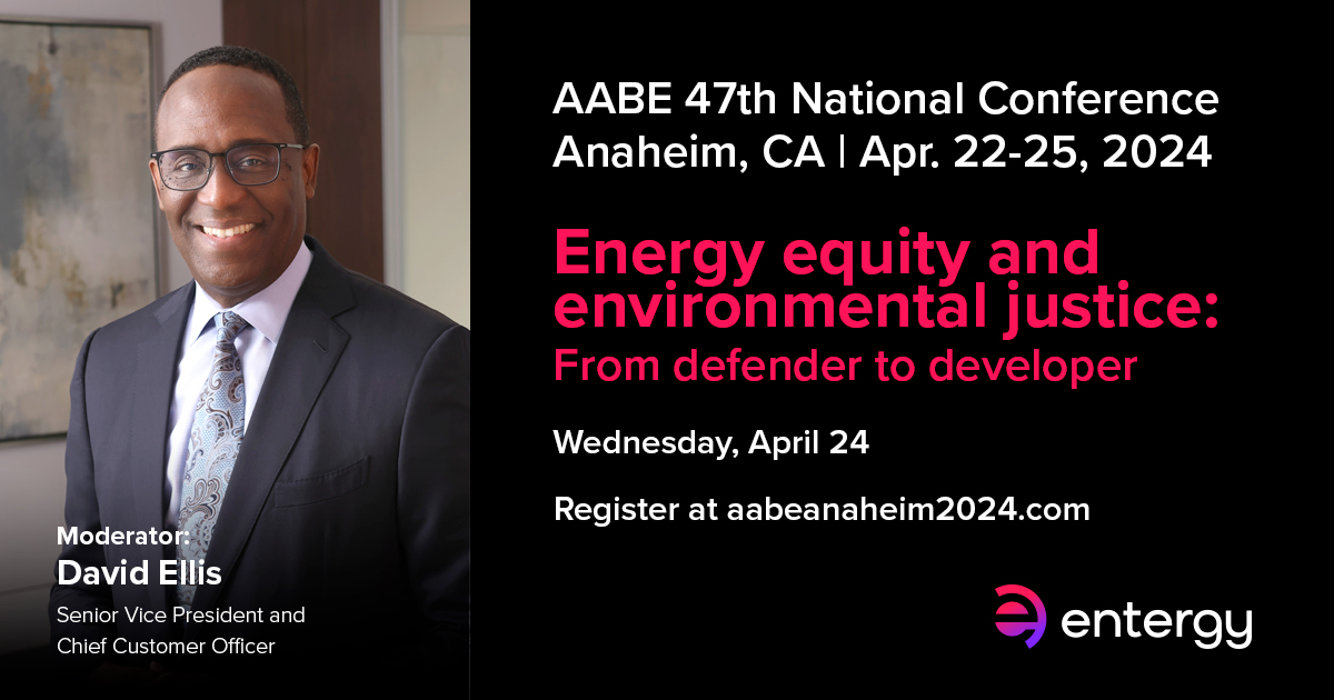 Earth Day is almost here! 🌎 On April 24, Senior Vice President and Chief Customer Officer David Ellis will be joining industry colleagues at the @joinAABE conference to discuss energy equity and environmental justice. For more on this event: enter.gy/6013wcLQL